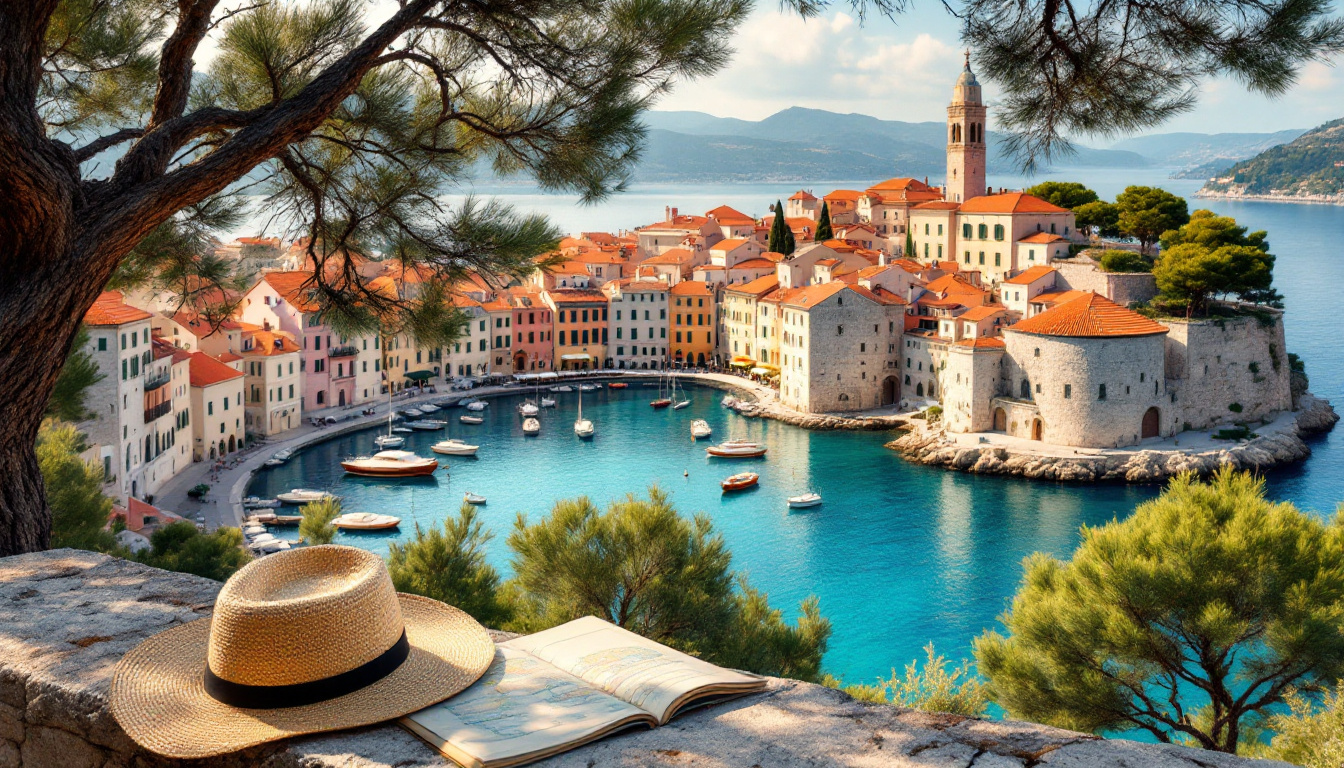 Ideen für Urlaub in Kroatien: Küstenstadt mit Hafen und Adriaküste