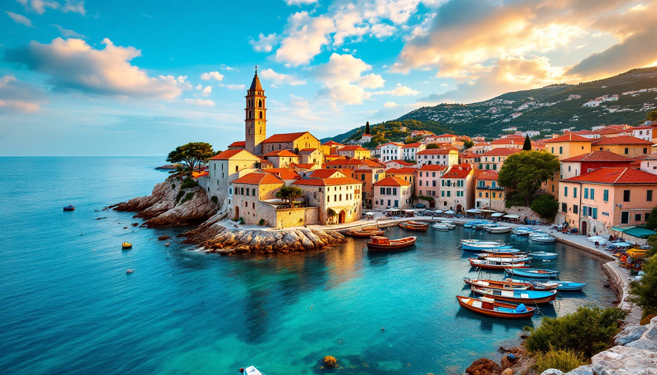 Kroatien Städte am Meer: historische Küstenstadt mit Hafen und Adria